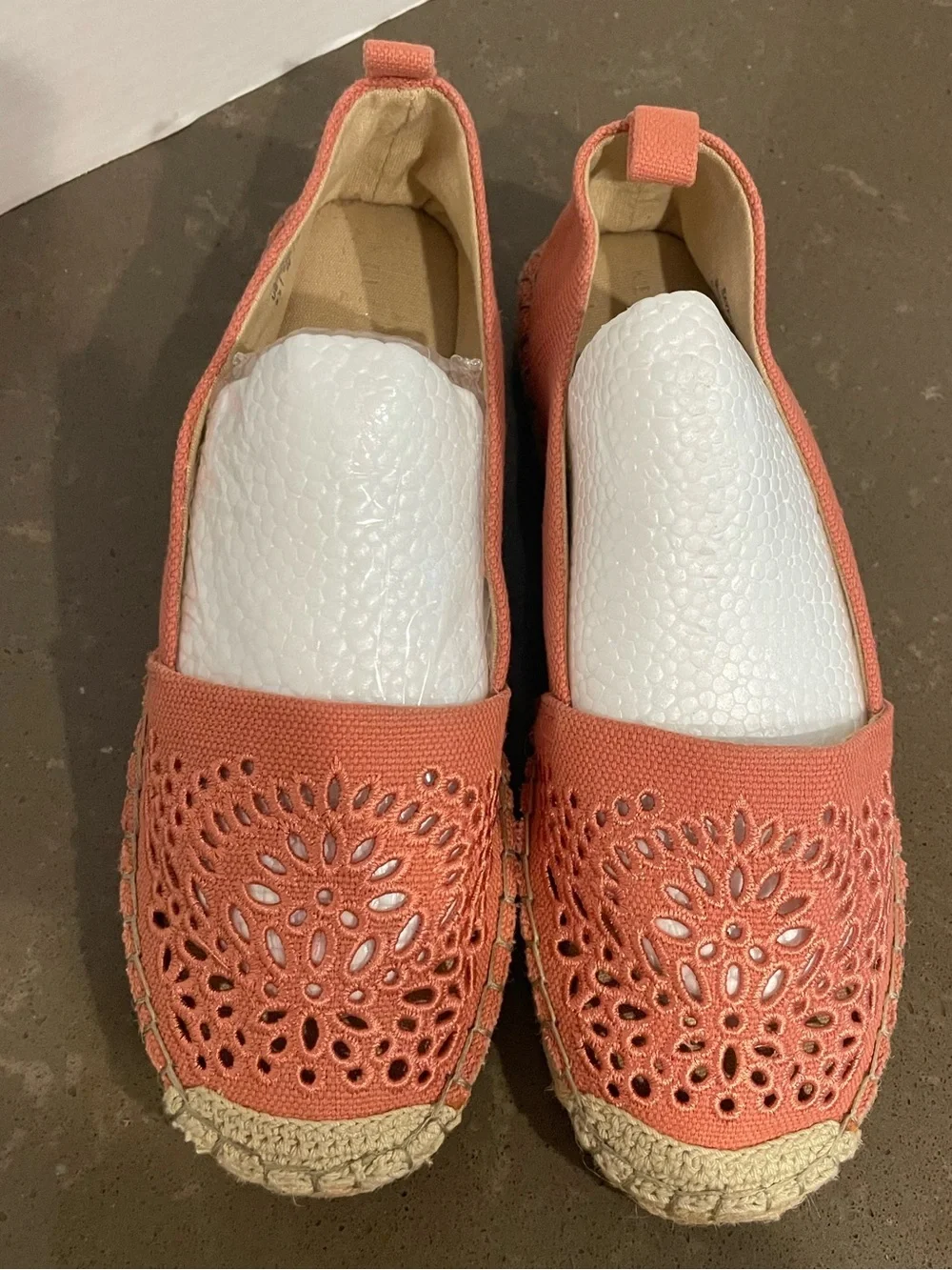 Kelly & Katie Coral Laser-Cut Canvas Espadrilles